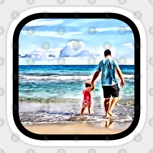 Father and child beach passive income Sticker by Lebihanto